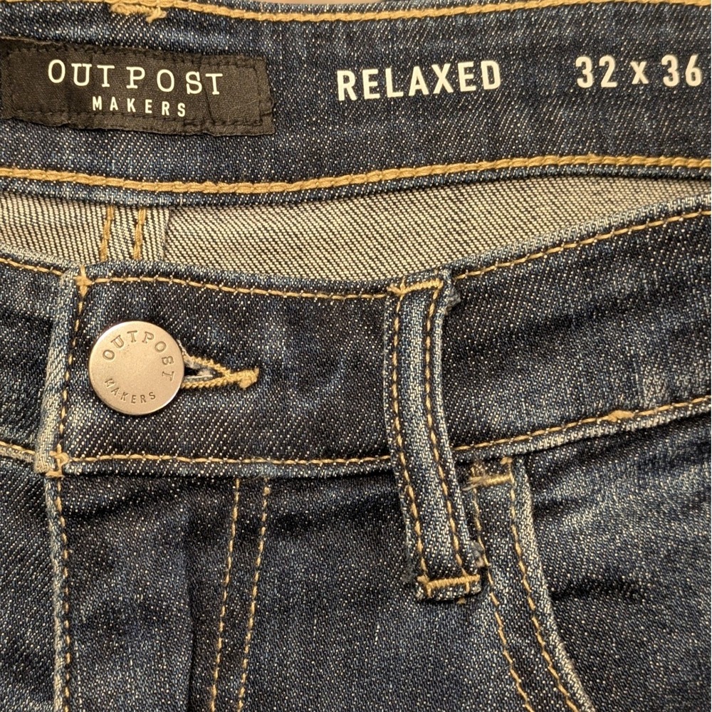 Outpost Makers Mens Relaxed Fit Dark Wash Stretch Denim Jeans 32x36 OAR300 - Picture 7 of 10